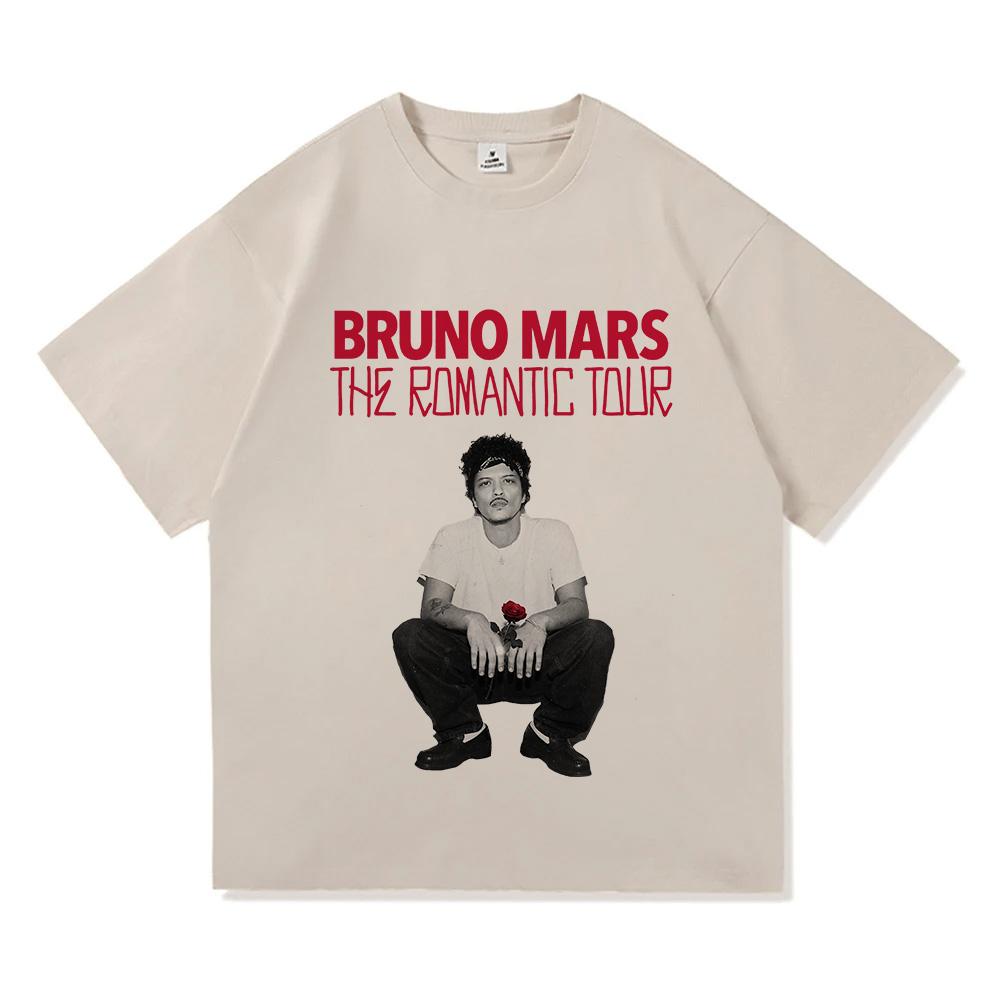 Bruno Mars The Romantic Tour 2026 Maglietta Moda Uomo Estetica Oversize Larga T-shirt Vintage 100% Cotone Top Magliette Grafiche