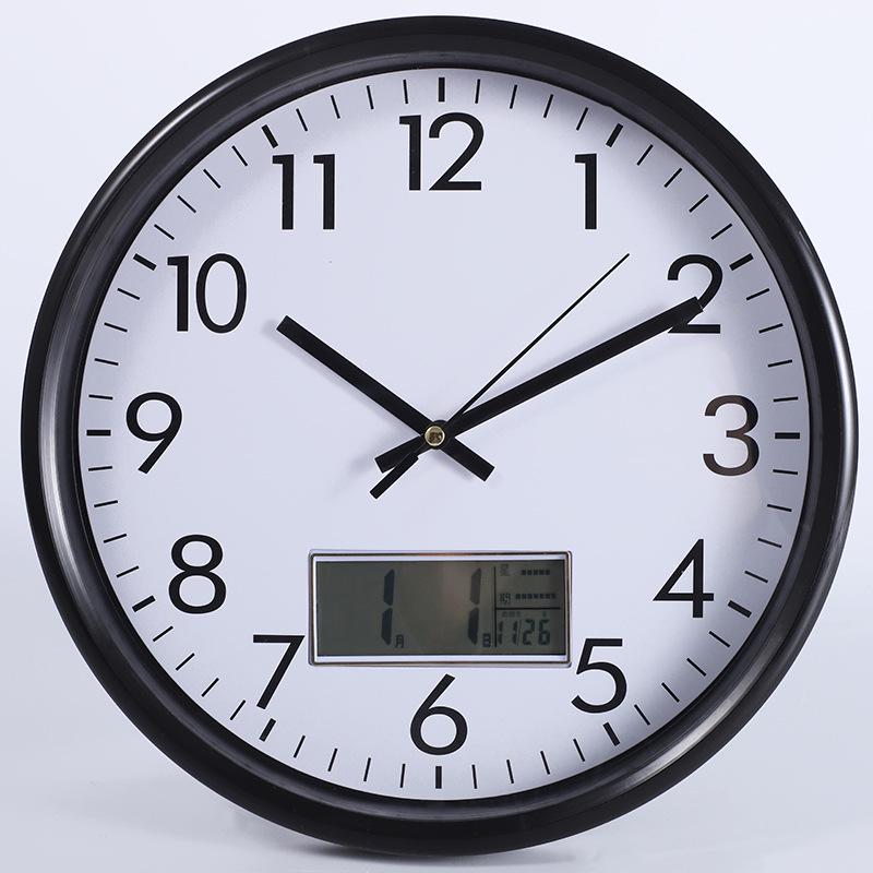 10, 12, 14-Inch Round LCD Calendar Clock - Modern Minimalist Design for Bedroom & Living Room
