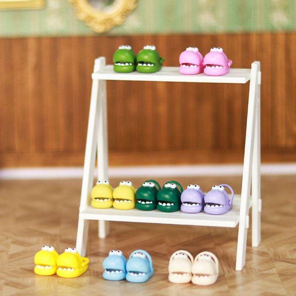 1 Pair Mini Ob11 Doll Slippers Simulation Silicone Dinosaur slippers  Dollhouse Miniature