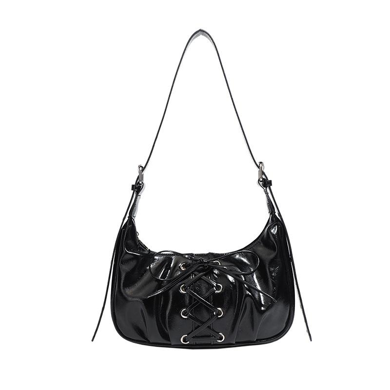 Niche Pleated Underarm Bag Ballet Style Bow Strap Women'S Bag Shoulder Bag Texture Crescent Bag
