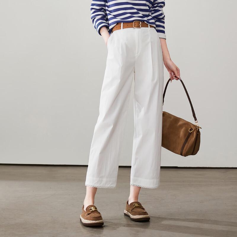 SOFSIL Women s Cropped Straight-Leg Pants with Lace Trim 28/L