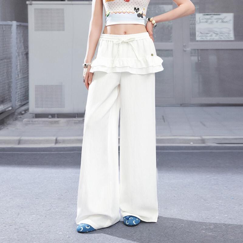 unifree Korean Style Fake Two-Piece Wide-Leg Casual Pants