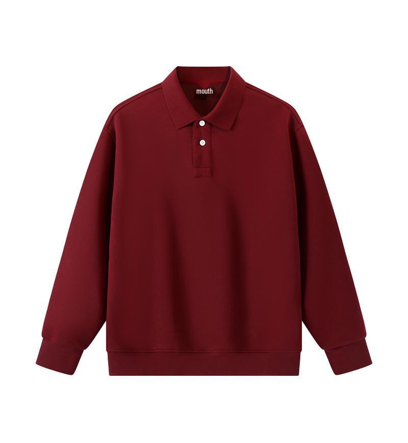 

Unisex Autumn Lapel Hoodie Polo: Solid, Cotton Blend, Short Sleeve, Loose Fit 2XL