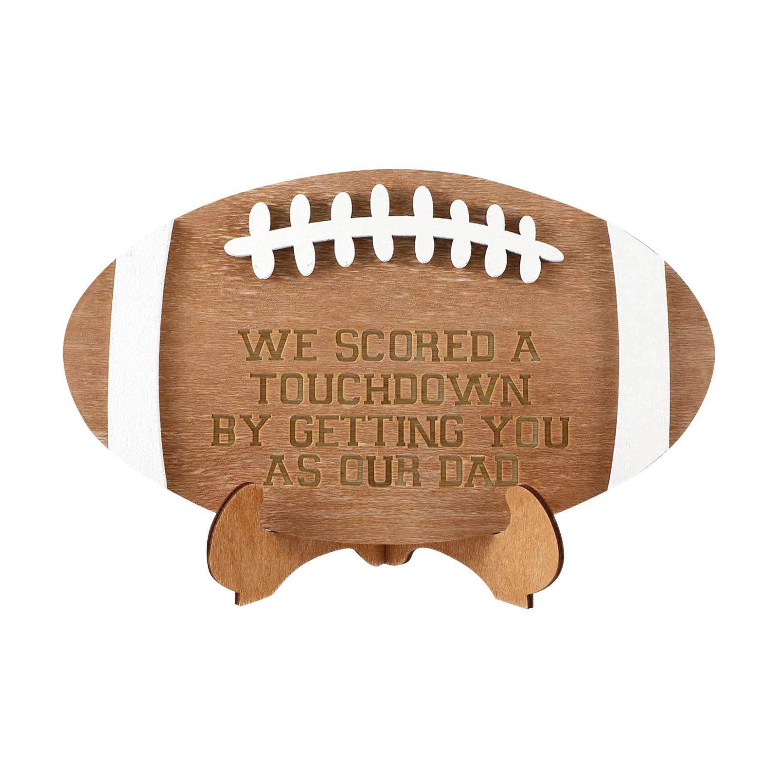 

Wooden Football Shaped Plaque with Stand Perfect Gift for Dad Engraved Sentiment for Father s Day or Birthday