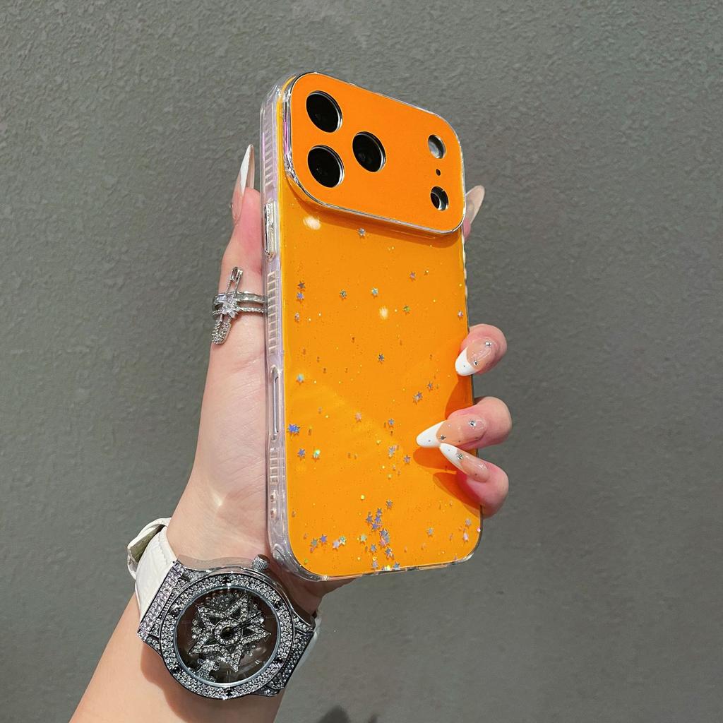 Luxury Large Window Bling Star Sequins Glitter Phone Case for iPhone 17 16 15 14 13 Pro Max Shockproof Bumper Cases Cover