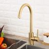Stainless Steel Brushed Gold Kitchen Faucet with Hot and Cold Water Mixer