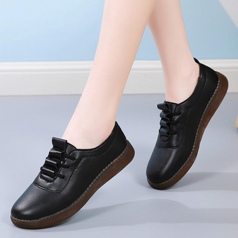 Nouvelles Chaussures Décontractées en Cuir pour Femmes à Semelle Souple Creuse Antidérapante