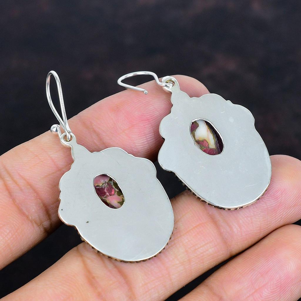 Kingman Red Mohave Copper Turquoise Earring Vintage Earrings Awesome Gemstone Jewelry 925 Sterling Silver Earring Handmade Jewelry for Gifts