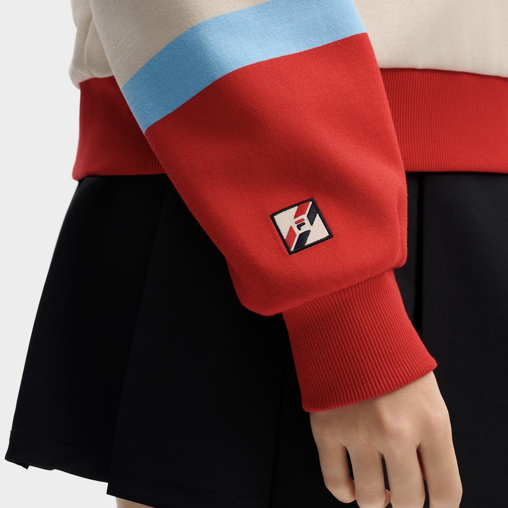 FILA Original Simple Fashion Retro Sports Casual Trendy Striped Comfortable Versatile Round Neck Pullover Sweatshirt Women sweatshirt F11W619206FBG