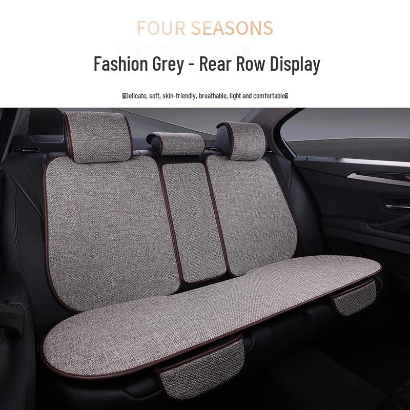 Comprehensive All-Season Linen Seat Cushion Set for Five-Seater Cars