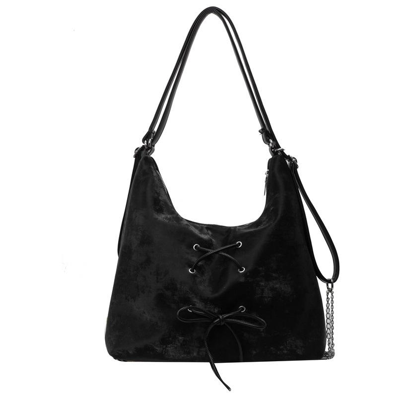 Fashion Large-capacity Bow Small Double Back Women's New Large-capacity Student Shoulder Bag Messenger Bag Tide