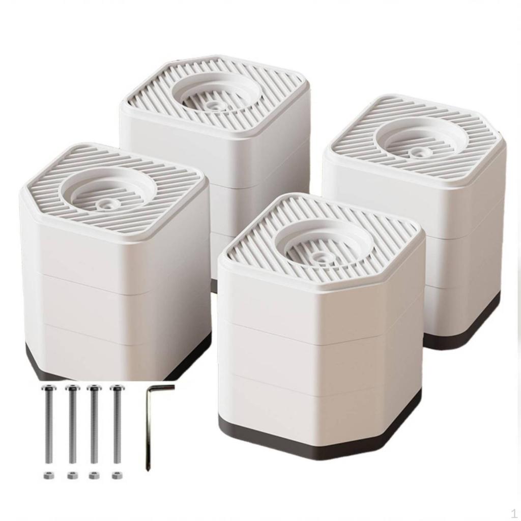4 Pieces Appliance Support Pad Ribbed Surface AntiSlip Foot Shock Absorbing Gray 1 Layer