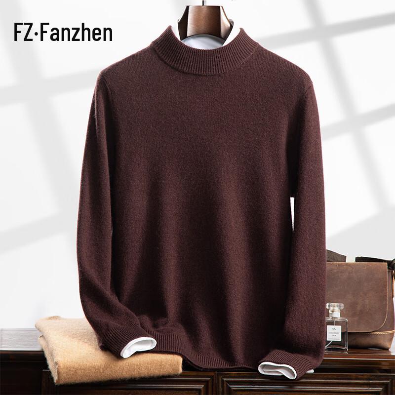 Fanzhen Men's Thickened Half-Turtleneck Cashmere Blend Sweater
