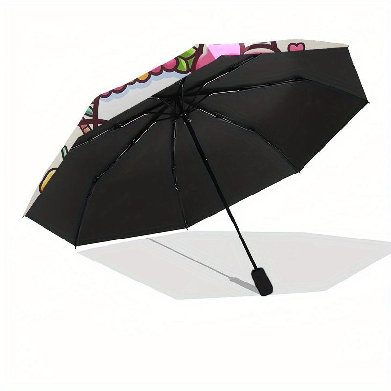 1pc Hawaiian Floral Hello Kitty Umbrella with Plastic Handle,Suitable for All Seasons Home Travel Outdoor UmbrellaSanlio073