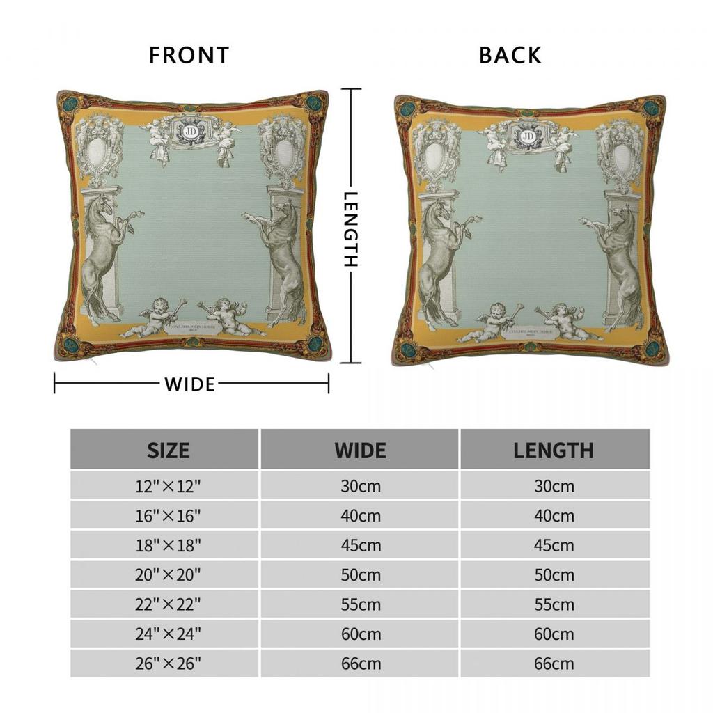 Equestrian Baroque Cherub Square Pillowcase Polyester Linen Velvet Pattern Zip Decor Home Cushion Case
