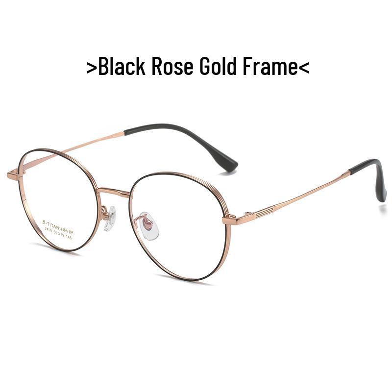 2023 Ultra-Light Round Titanium Glasses Frame with Laser Pattern – Stylish and Versatile for Men and Women