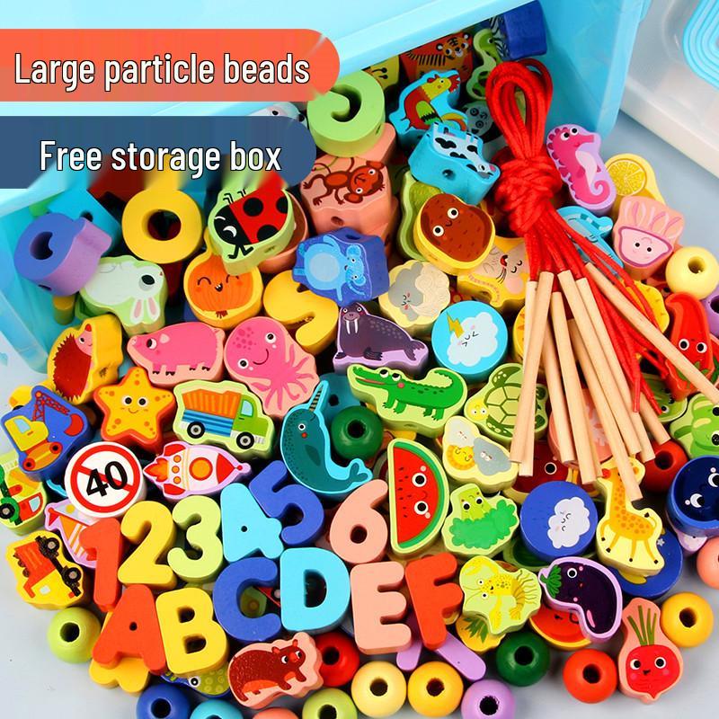 Wooden Bead Stringing Toy for Children's Educational Development