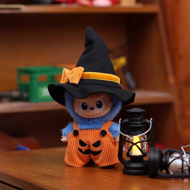 Lovely Spooky Holiday Clothes Collection Adorable Pumpkin Gown featuring Cap designed for Labubu V4 10cm 4.0 Pin Designed For Love Doll Clothes