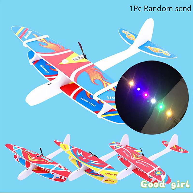 Play Hand Throwing Airplane Electric Plane Foam Airplane Electric Led Foam Throwing Glider Aircraft Model Outdoor Boys Toy
