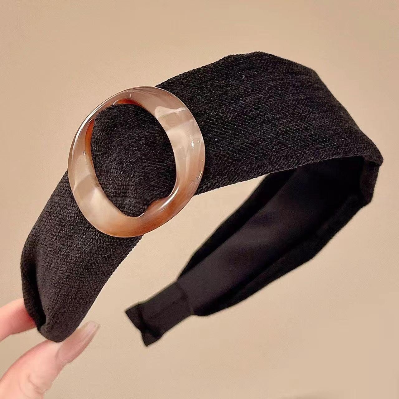 

Ретро Кофе Квадратная Пряжка Широкая Повязка на Голову: Женский высокий пучок, удобная заколка для волос, аксессуар для умывания лица.