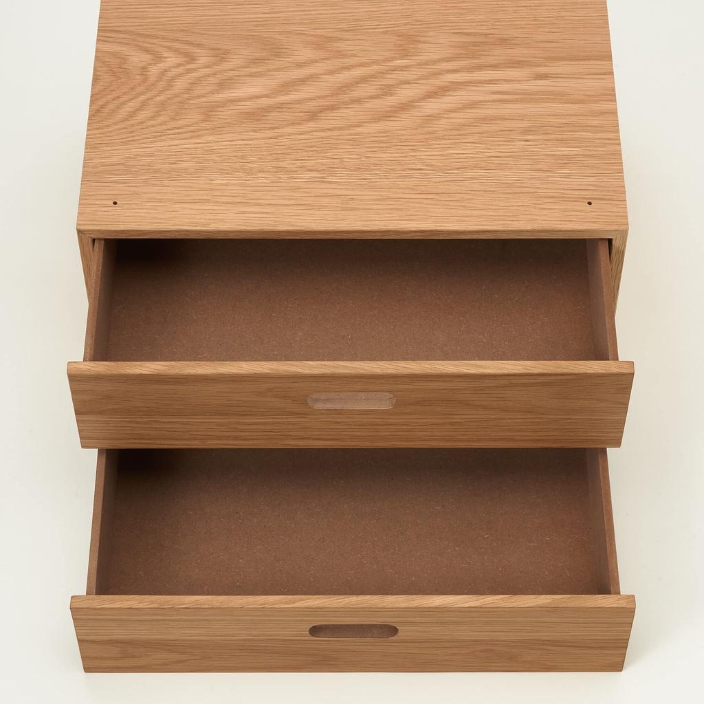 MUJI Stacking Chest, 37cm W X 28cm D X 18.5cm H, Half, 2 Drawers, Oak Veneer, 12381204