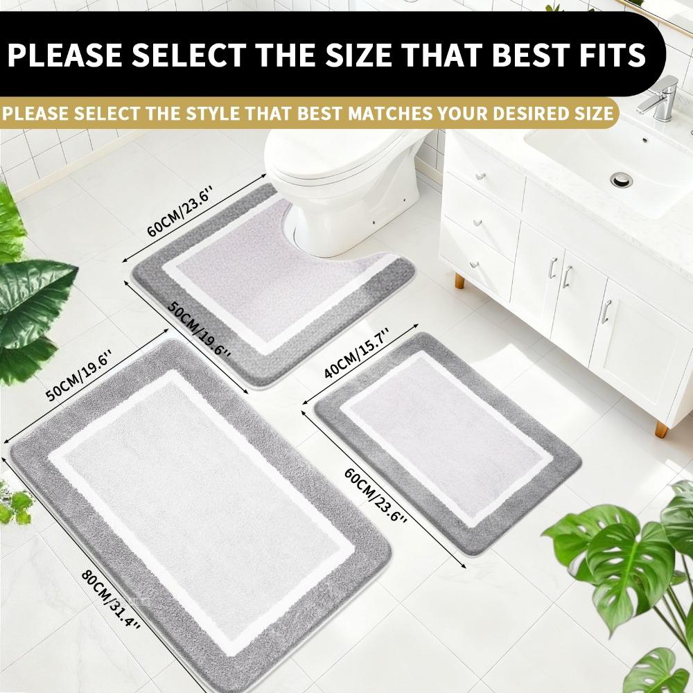 Microfiber Shaggy Absorbent Bath Mat Soft Bathroom Mat Non Slip Machine Washable Bathroom Rug Shower Mat Quick Dry Floor Mats