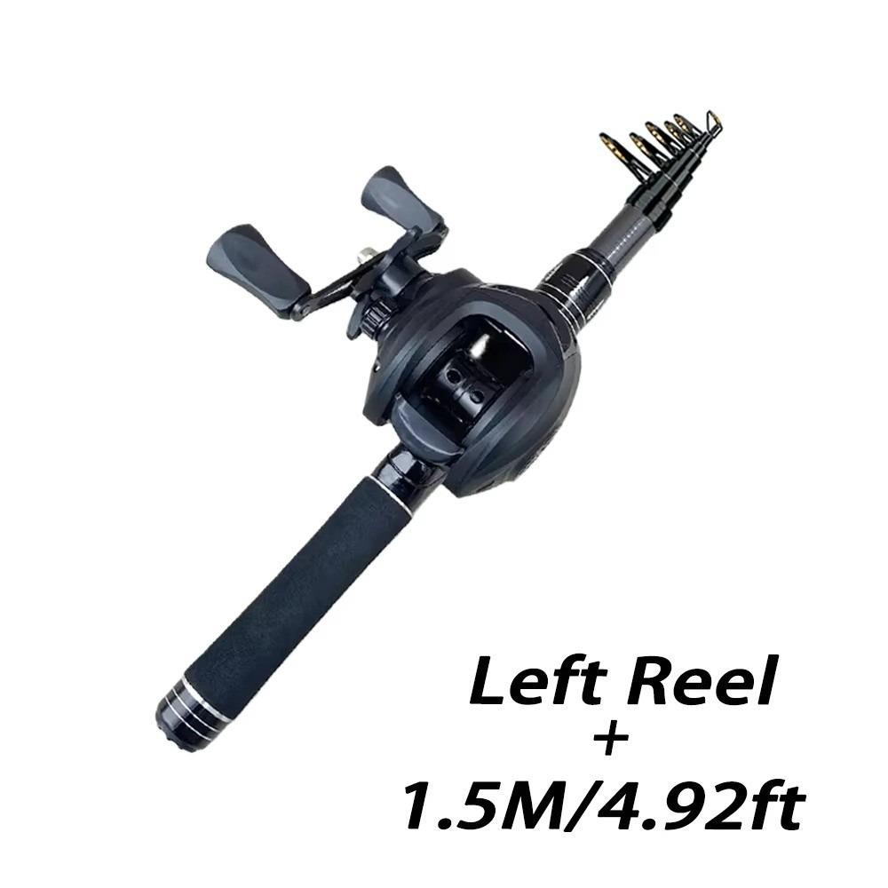 Carrete de Baitcasting Ultraligero Combo Caña de Pescar de Lanzamiento Largo para Viaje Caña de Pescar Mini Viaje