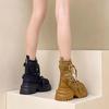 Autumn and Winter New Fashionable Women's Martin Boots Splicing Cloth Platform Muffin Short Boots Strap Versatile Locomotive Boots