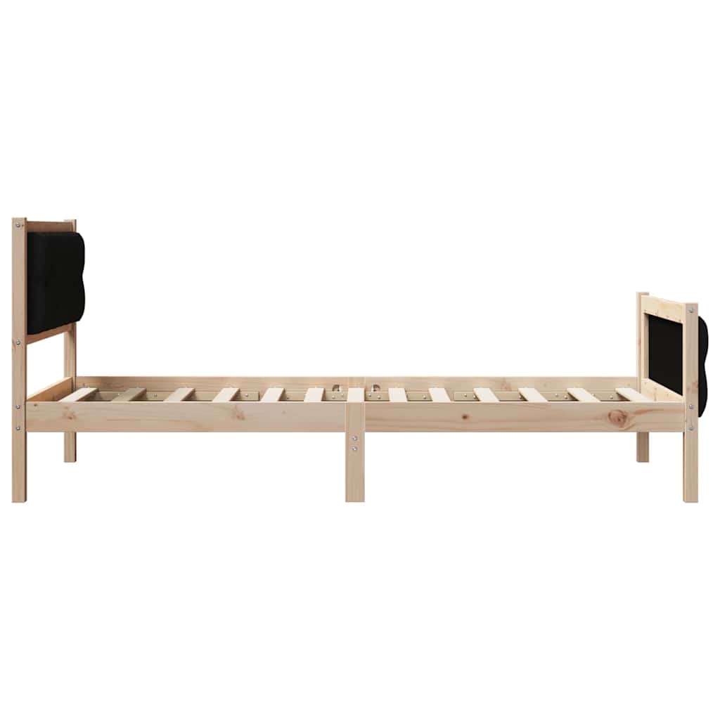 Bed Frame Black 90 x 200 cm Solid Pine Wood