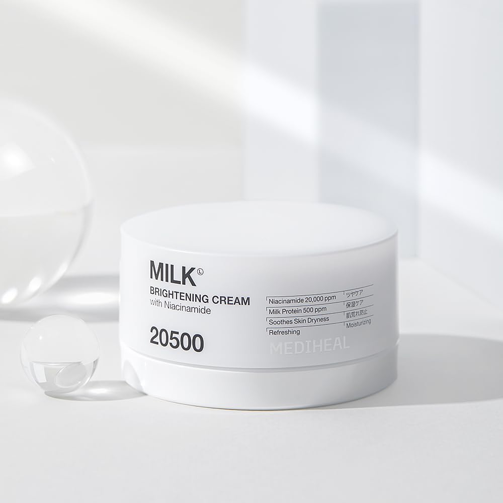 MEDIHEAL OFFICIAL Milk Brightening Cream (NEW) VER.2 50ml Niacinamide Glutathione Glowing Skin High Moisture Korean Skincare