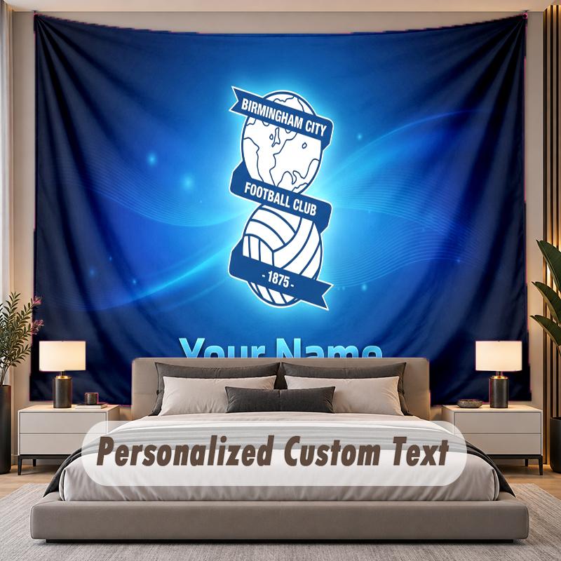 Custom Name Text Tapestry BIRMINGHAM CITY Personalized Polyester Wall Tapestry For Bedroom And Room