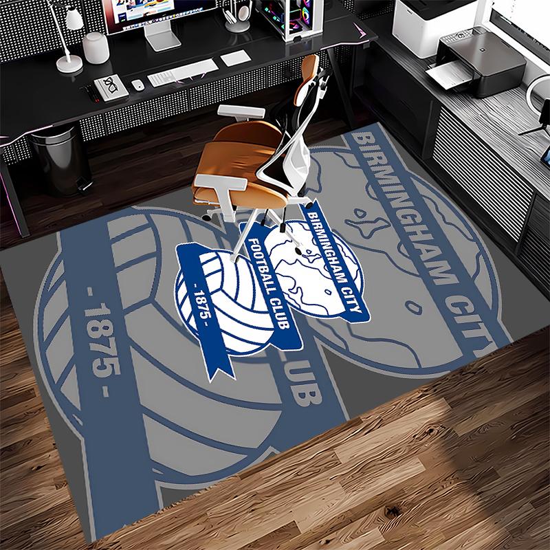 1pc BIRMINGHAM CITY LOGO Print Area Rug - Soft,Washable Non-Slip Indoor Mat for Office Chairs,Living Room,Home Office Decorative Rug
