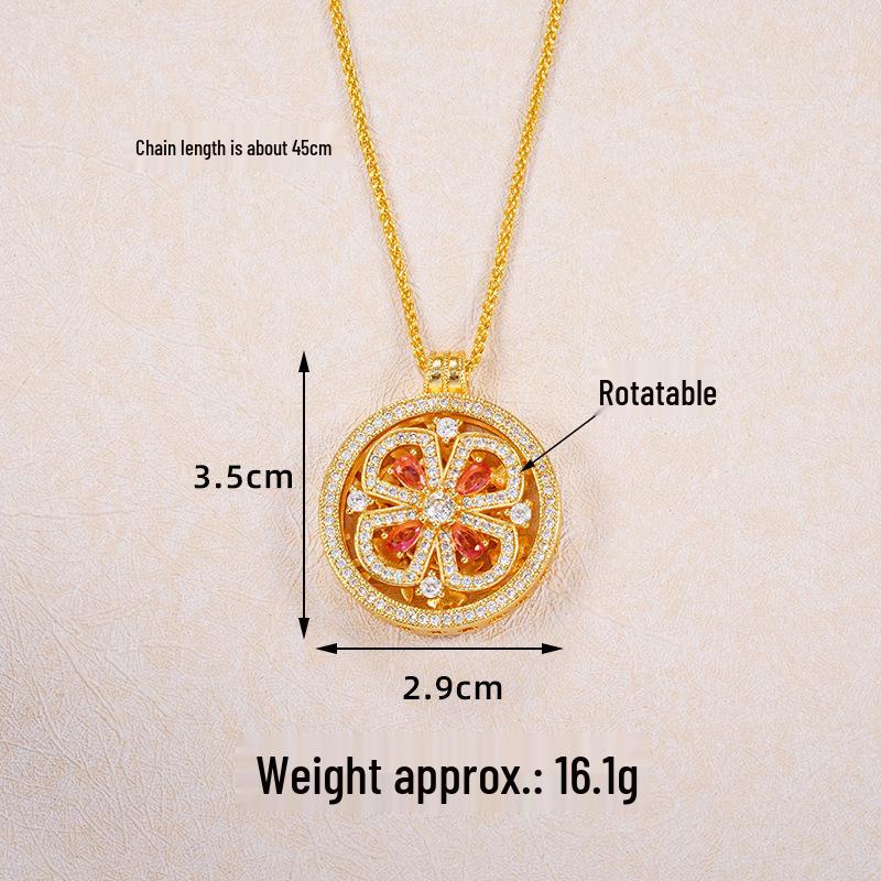 Ancient Gold Sand Eight-Treasure Compass Blessing Necklace - Chinese Retro Copper Alloy Jewelry
