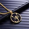 Punk Zodiac Constellation Pendant Gold Color Stainless Steel Round Necklaces for Men Women Fashion Party Jewelry Birthday Gift