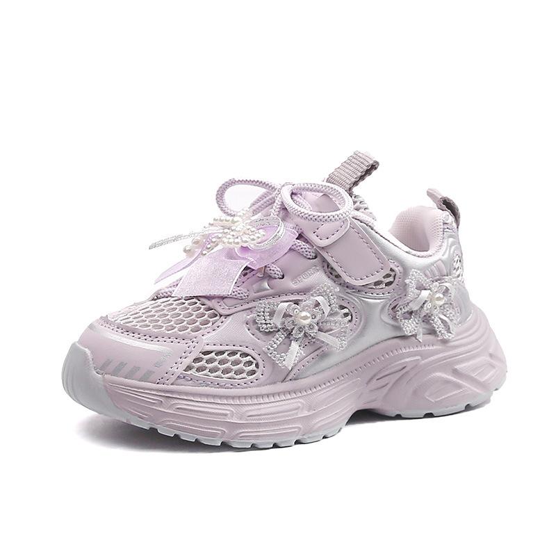 

Fashion bow children s sports shoes 2025 spring and autumn explosion mesh breathable baby girl versatile casual shoes 27-31 yards 5 pairs in one hand