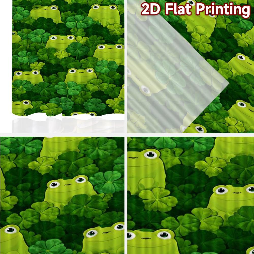 2D FLAT PRINTING 2pcs Curtains (Without Rod) St. Patrick's Frogs Chic Curtain Fabric Prints Light Filtering Curtains Crescent