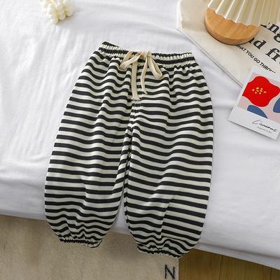 Children's Summer Striped Outside Wear Anti-mosquito Pants Children's Nine Minutes Casual Sweatpants