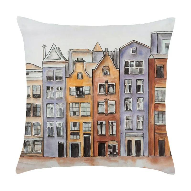 Car Living Room Sofa Cushion Cover Luxury Home Decor Pillow Cover Farm Garden City Seascape Print