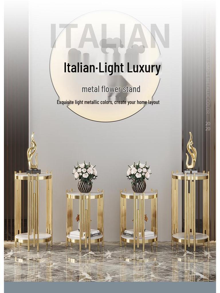 Marble TV Cabinet & Flower Stand: Stainless Steel Living Room Storage Rack