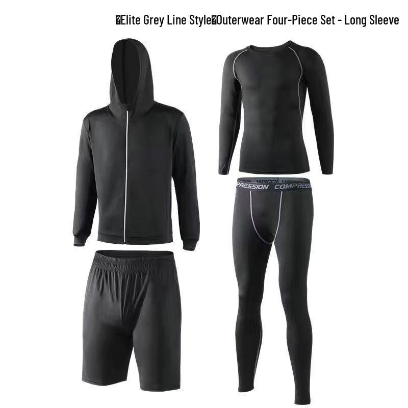 Męski Zestaw Fitnessowy i Biegowy Szybkoschnący 5-częściowy: Oddychający strój do jogi i na siłownię z długim rękawem