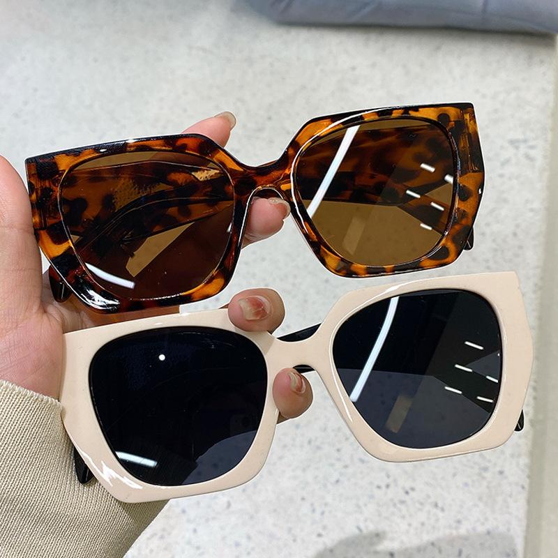 Vintage Designer Polygon Sunglasses Women Men Luxury Fashion Trendy Punk Orange Big Shades