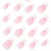 24 Pieces Sweet, Hot Selling Almond Nail Pieces, French White Fake Nails, White Bow Pearl Wearing Nail