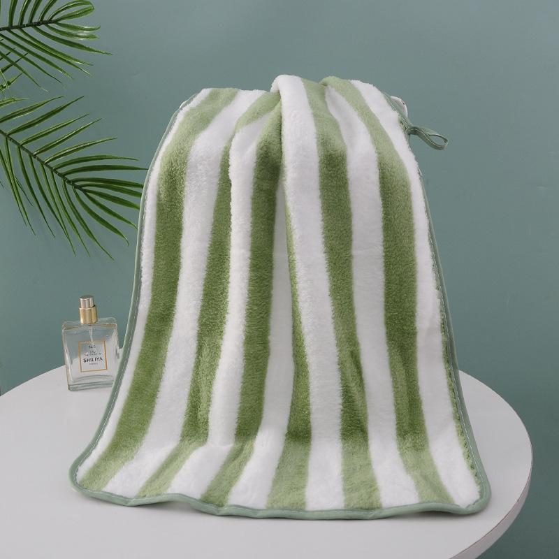 Coral Fleece Wide Stripe Bath Towel - Soft, Absorbent, and Comfortable for Home Use