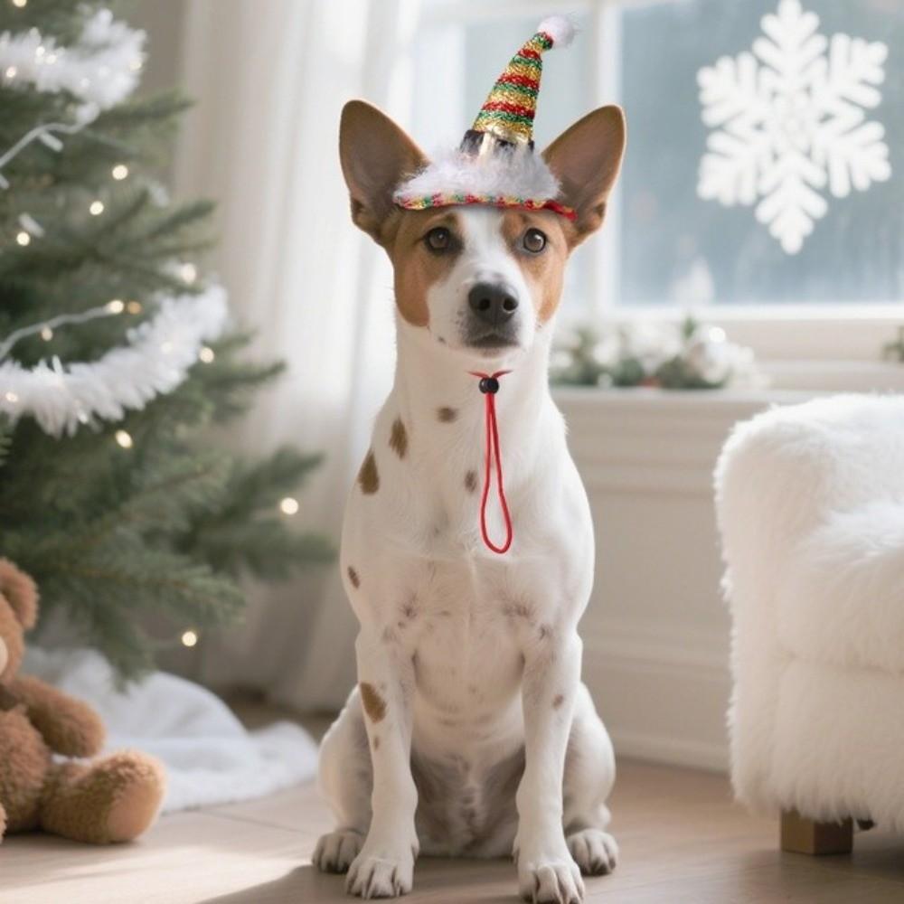 Mini Christmas Pet Costumes Santa Hat Adjustable Soft Santa Hat Comfortable with Lanyard Pet Santa Hat Pet Show