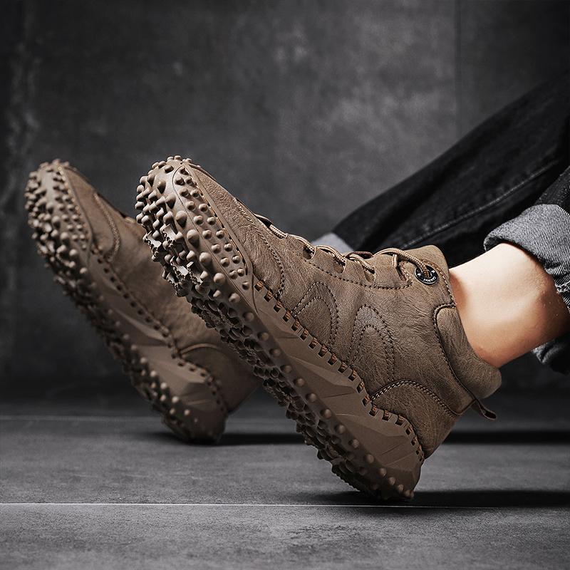 38-46 Fall/ Winter Mens Handmade  Leather  Soft Sock Ankle Boots Autumn Winter Men Boots Men's Ankle Boots Handmade Plush Shoes Casual Shoes