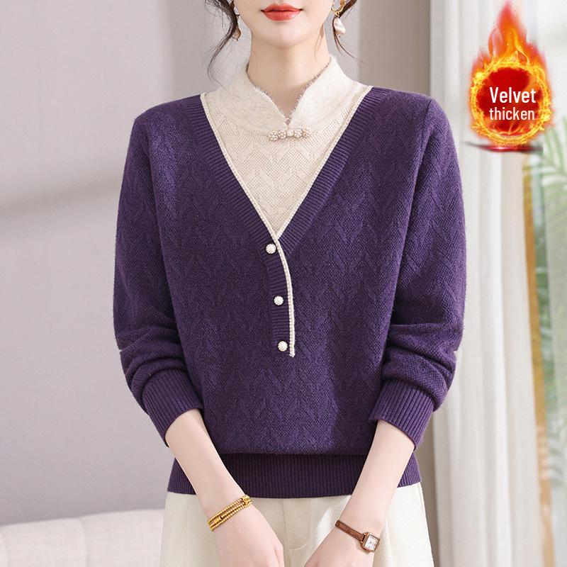 Stylish Winter Sweater for Women: New 2025 Plus-Size Velvet Knitwear for Moms