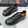 Spring Autumn Vintage High Quality Genuine Leather Lace-Up Shoes Man's Solid Color Round Toe Low-cut Flat Bottom Shoes