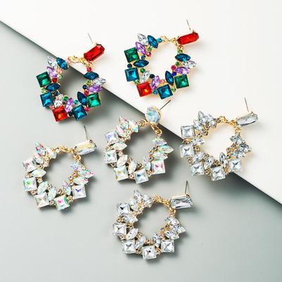Women's Earrings Exaggerated Geometric Alloy Rhinestone Earrings Super Flash Full Crystal Drop Earrings