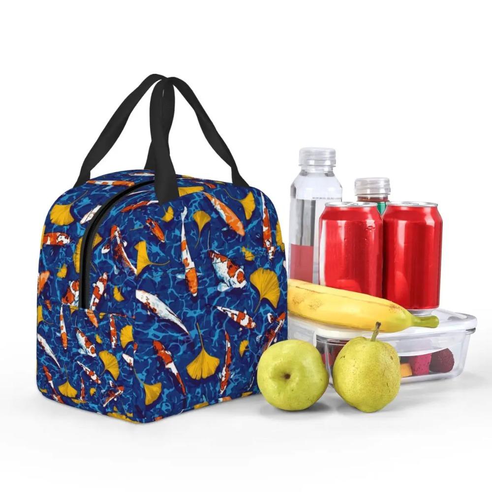 Vibrant Japanese Koi Fish Ripple Insulated Lunch Bag for Kids School Cooler Thermal Food Box Tote Portable Lunch Boxes Container