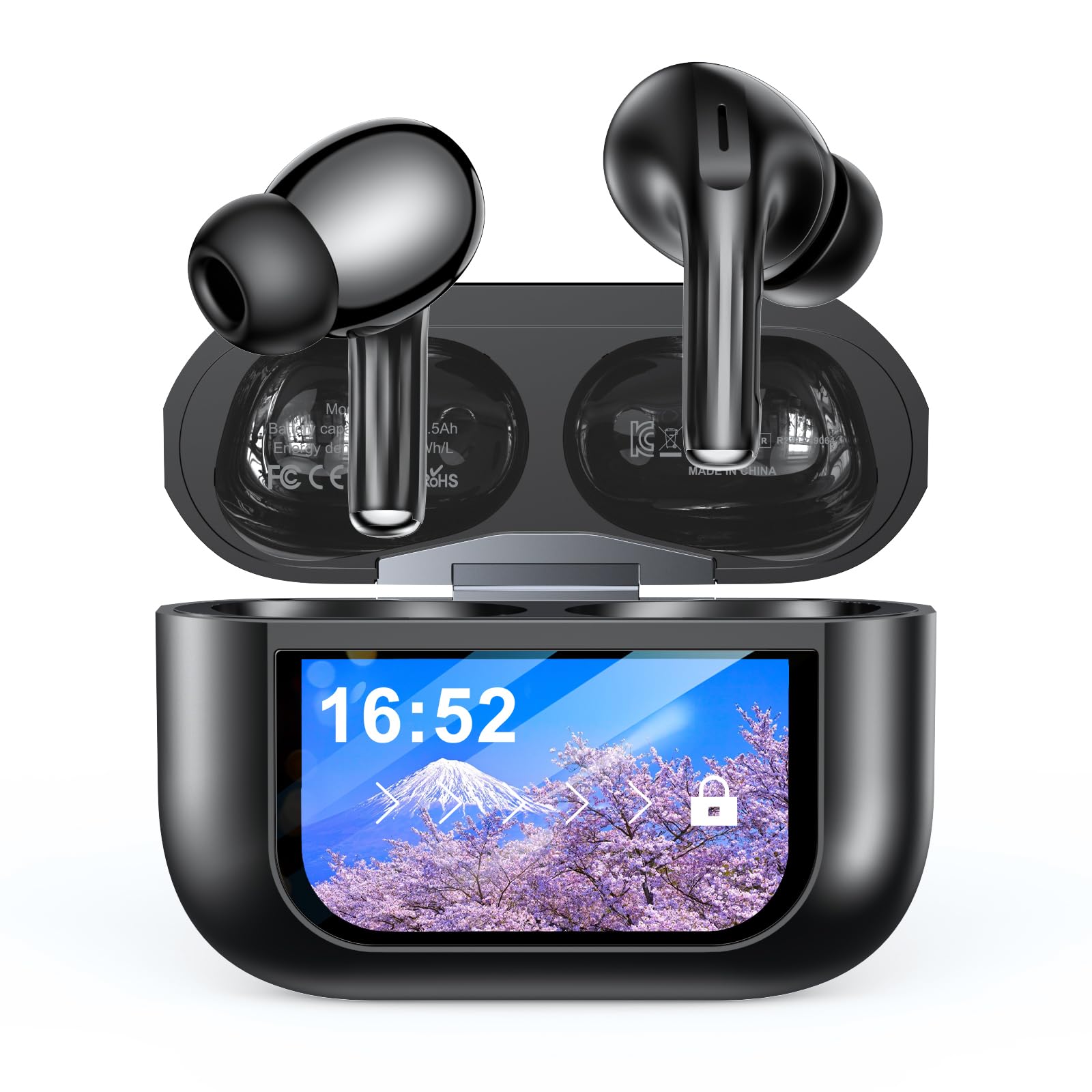 

Беспроводные Bluetooth-наушники на 2025 год Сенсорный экран с Bluetooth IPX7 Шумоподавление до 48 часов автоматического ENC Hi-Fi звук Компактные и совместимые с и чёрный